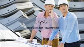  Presentation with architects - Presentation theme consisting of transportation planning - architects with blueprints on car background and a light blue colored foreground