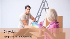  Presentation with transportation planning - Slide deck consisting of transportation planning - young family preparing for home background and a coral colored foreground