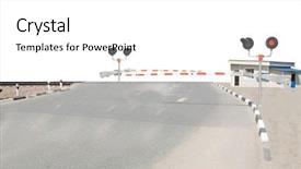  Presentation with transportation train - Presentation theme with transportation road train - image of the level crossing background and a white colored foreground