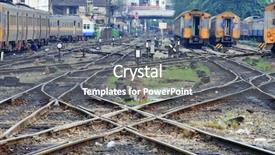  Presentation with transportation train - Colorful slides enhanced with transportation road train - perspective of crossing railway track backdrop and a gray colored foreground