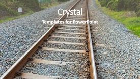  Presentation with railway tracks - Colorful presentation design enhanced with transportation road train - railway tracks backdrop and a gray colored foreground