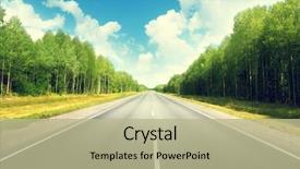  Presentation with forest road green - Presentation theme featuring road in summer forest background and a mint green colored foreground