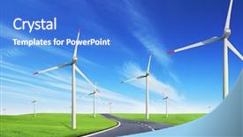  Presentation with windmills - Slide deck consisting of sustainable transportation - windmills field with road background and a cobalt blue colored foreground