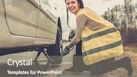  Presentation with roadside - Cool new slide deck with changing wheel on a roadside backdrop and a gray colored foreground