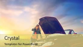  Presentation with transport transportation tourism road trip - PPT theme consisting of transportation roadside - road trip transport travel background and a yellow colored foreground