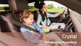  Presentation with road trip - Cool new presentation theme with transportation safety - family transport road trip backdrop and a coral colored foreground