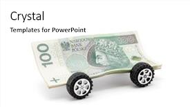  Presentation with transportation - Presentation theme having transportation tax - polish money on wheels isolated background and a white colored foreground