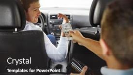  Presentation with transportation - Cool new PPT theme with transportation taxi and payment concept backdrop and a dark gray colored foreground