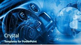  Presentation with digital car - Audience pleasing presentation design consisting of transportation technology - digital image of car steering backdrop and a ocean colored foreground