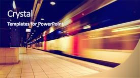  Presentation with transportation train - Cool new presentation theme with transportation technology - train in motion blur backdrop and a navy blue colored foreground