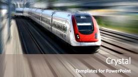  Presentation with transportation train - Colorful PPT theme enhanced with transportation technology - train speeding along its tracks backdrop and a gray colored foreground