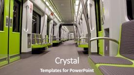  Presentation with rail - Colorful PPT layouts enhanced with green empty subway car backdrop and a gray colored foreground