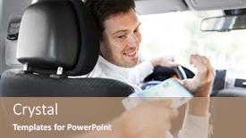  Presentation with payment - Presentation theme consisting of transportation vehicle and payment concept - male car driver taking money from passenger background and a coral colored foreground