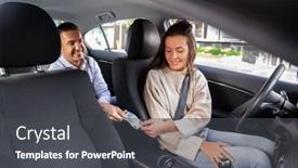  Presentation with payment - Amazing theme having transportation-vehicle-and-payment-concept backdrop and a dark gray colored foreground