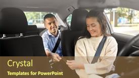  Presentation with transportation - Slide deck having transportation-vehicle-and-payment-concept background and a coral colored foreground