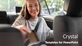  Presentation with transportation - Colorful PPT theme enhanced with transportation-vehicle-and-payment-concept backdrop and a dark gray colored foreground