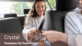  Presentation with transportation - Presentation theme consisting of transportation-vehicle-and-payment-concept background and a violet colored foreground