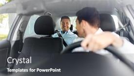  Presentation with people talking - PPT layouts having distracted driving - transportation vehicle and people concept background and a dark gray colored foreground