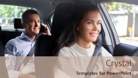  Presentation with transportation - PPT theme consisting of transportation-vehicle-and-people-concept background and a mint green colored foreground