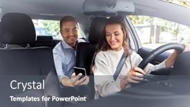  Presentation with transportation - Theme enhanced with transportation-vehicle-and-people-concept background and a dark gray colored foreground