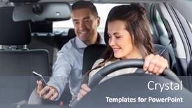  Presentation with vehicle - Audience pleasing theme consisting of transportation-vehicle-and-people-concept backdrop and a gray colored foreground