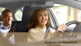  Presentation with transportation - Audience pleasing presentation design consisting of transportation-vehicle-and-people-concept backdrop and a coral colored foreground