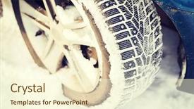  Presentation with winter - Theme with transportation winter and vehicle concept background and a  colored foreground