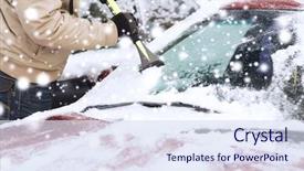  Presentation with winter weather - Cool new PPT theme with transportation winter weather people backdrop and a sky blue colored foreground