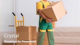  Presentation with transportation - Audience pleasing PPT theme consisting of transportation-worker-delivering-boxes backdrop and a coral colored foreground