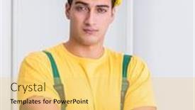  Presentation with transportation - Theme featuring transportation-worker-delivering-boxes background and a yellow colored foreground