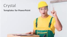  Presentation with transportation - Slides with transportation-worker-delivering-boxes background and a  colored foreground