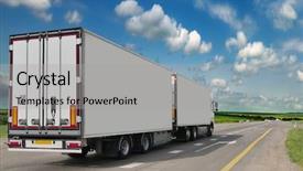  Presentation with cargo transport - Cool new slide deck with big highway transport loads heavy backdrop and a light gray colored foreground