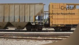  Presentation with cargo train - Slides consisting of transporting the cargo and freight background and a coral colored foreground