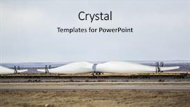  Presentation with railroad - Slide deck enhanced with transporting windmill blades by railroad background and a  colored foreground