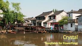  Presentation with chinese chinese - Presentation featuring transprotation - chinese building by river background and a  colored foreground