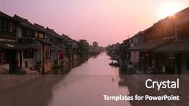  Presentation with chinese chinese - PPT layouts consisting of transprotation - chinese building with sunset background and a  colored foreground