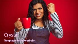  Presentation with transgender - PPT theme having transsexual-transgender-barista-woman-holding background and a wine colored foreground