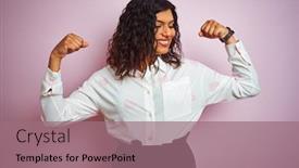  Presentation with transgender - Slide set enhanced with transsexual transgender businesswoman standing over isolated pink background showing arms muscles smiling proud fitness concept background and a coral colored foreground