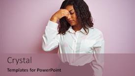  Presentation with transgender - Presentation enhanced with transsexual transgender businesswoman standing over isolated pink background tired rubbing nose and eyes feeling fatigue and headache stress and frustration concept background and a coral colored foreground