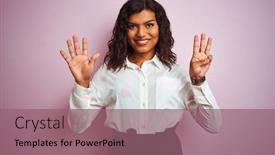  Presentation with transgender - Audience pleasing PPT theme consisting of transsexual-transgender-businesswoman-standing-over backdrop and a violet colored foreground