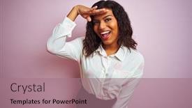  Presentation with transgender - Slide set featuring transsexual-transgender-businesswoman-standing-over background and a coral colored foreground