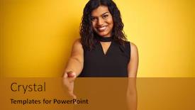  Presentation with transgender - PPT layouts consisting of transsexual-transgender-elegant-businesswoman-standing background and a gold colored foreground