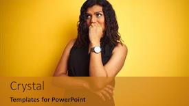  Presentation with transgender - Slide set enhanced with transsexual-transgender-elegant-businesswoman-standing background and a gold colored foreground