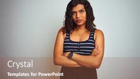  Presentation with transgender - Slide deck having transsexual transgender woman wearing striped background and a red colored foreground