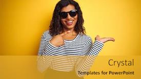  Presentation with transgender - PPT theme featuring transsexual transgender woman wearing sunglasses background and a gold colored foreground