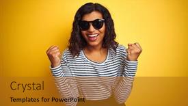  Presentation with transgender - Slide deck enhanced with transsexual-transgender-woman-wearing-sunglasses background and a gold colored foreground