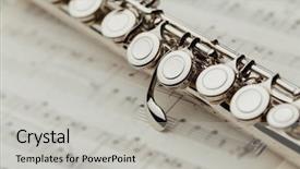  Presentation with sheet music - Beautiful slides featuring transverse flute on music sheet backdrop and a light gray colored foreground
