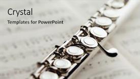  Presentation with sheet music - PPT layouts consisting of transverse flute on music sheet background and a light gray colored foreground