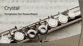  Presentation with sheet music - PPT layouts featuring transverse flute on music sheet background and a light gray colored foreground