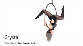  Presentation with fly - Colorful theme enhanced with trapeze artist - young girl posing backdrop and a white colored foreground
